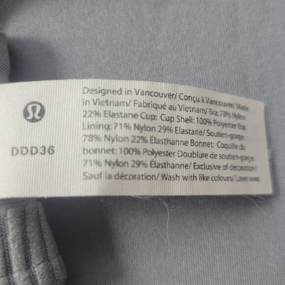 Lululemon Energy Bra High Support Rhino Grey Size 36DDD - Picture 7 of 7